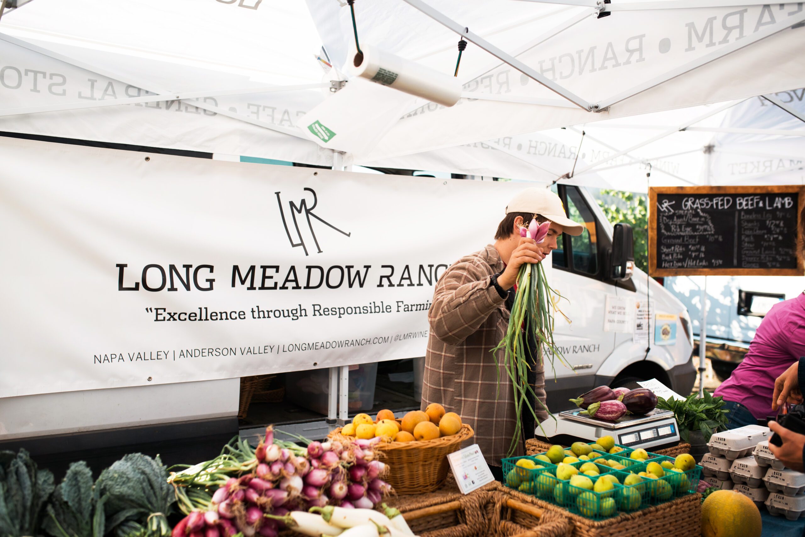 LMR_FarmersMarket_2018-6686 Long Meadow Ranch vegetables being sold at a local farmers market